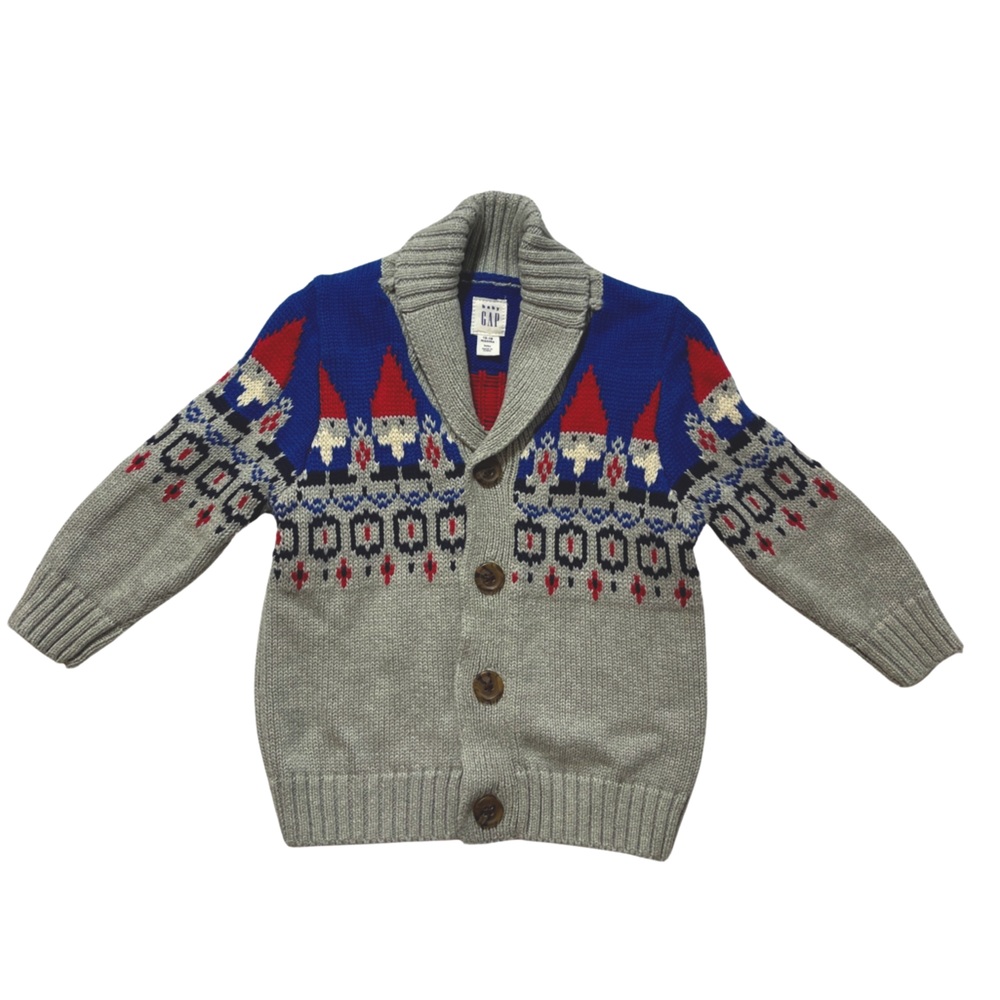 Baby Gap Toddler Boys Gnome Button Up Cardigan Size 12-18 M